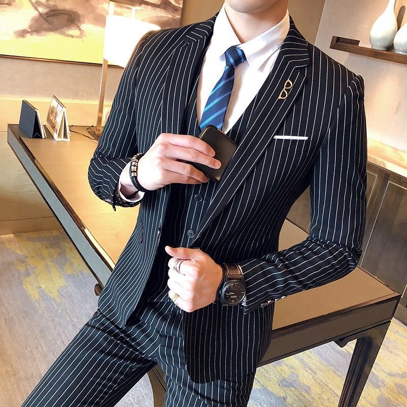 Men'S Grooming Uk - Męska marynarka slim fit w prążki